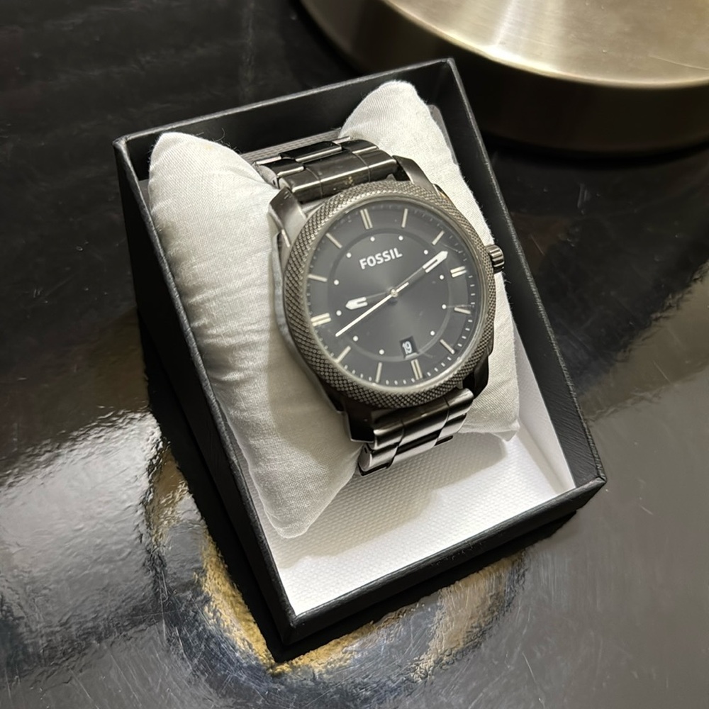 Fossil Machine Smoke 42mm Stainless Steel Watch Used Full Links